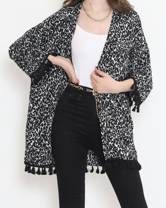 Desenli Kimono Siyahbeyaz - 2492.555.