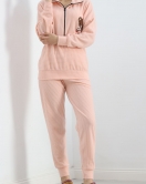 Baskılı Polar Pijama Takım Somon - 101003.1049.