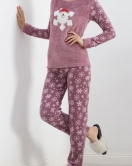 Peluş Polar Pijama Takımı Lilabeyaz - 19178.1050.