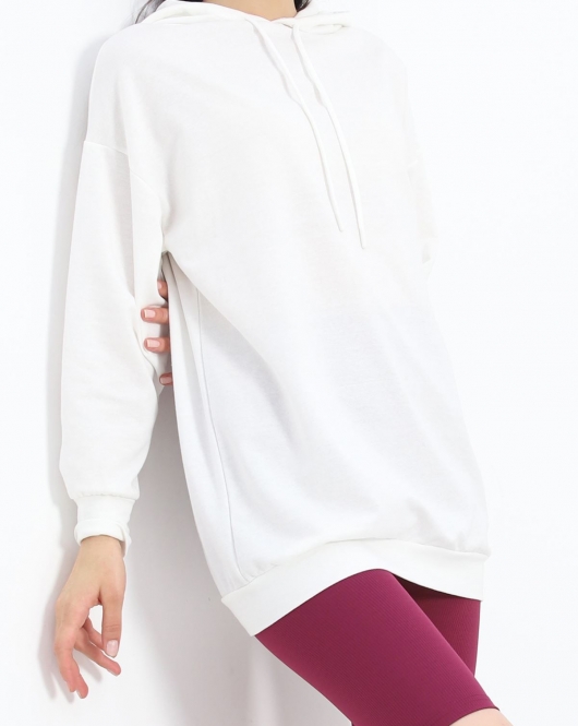 Oversize Kapşonlu Sweat Ekru - 1492.1095.