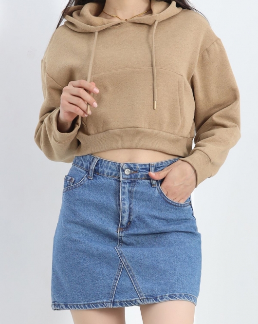 Şardonlu Oversize Crop Sweat Sütlükahve - 21391.200.