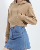 Şardonlu Oversize Crop Sweat Sütlükahve - 21391.200.