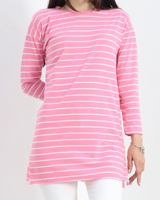 Çizgili Tunik Pembe - 11313.1567.