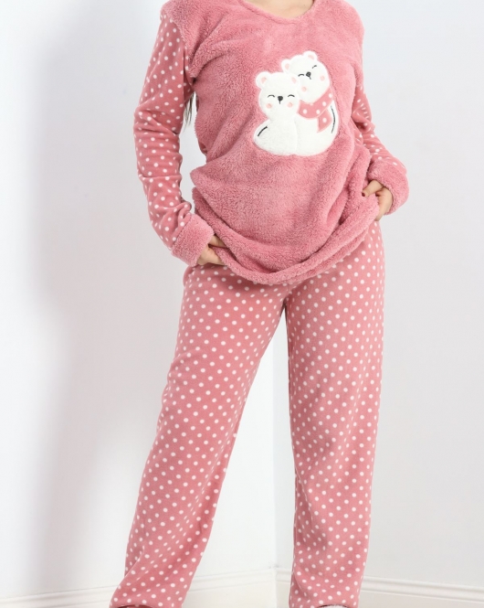 Battal Polar Pijama Takımı Pembe1 - 19199.1048.