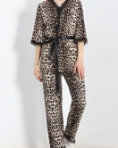 3'Lü Süet Pijama Takımı Leopar - 668.1287.