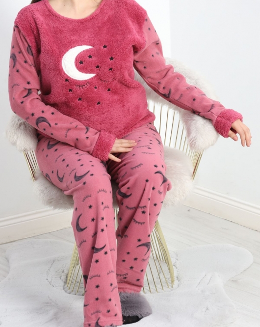 Battal Polar Pijama Takımı Açıkmor - 19199.1048.