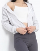 Kapşonlu Crop Sweat Gri - 20750.1873.