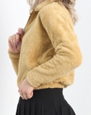 Fermuarlı Crop Peluş Sweat Camel - 9060.1153.