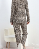 Düğmeli Süet Pijama Takımı Leopar - 30244.1050.