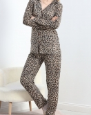 Düğmeli Süet Pijama Takımı Leopar - 30244.1050.