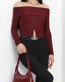 Madonna Yaka Crop Bluz Bordo - 40018.1247.