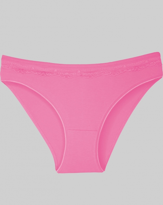 Gümüş Açık Pembe Üstü Dantelli Slip Bayan Külot TM621